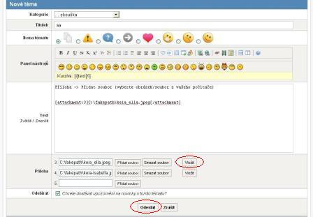 Vkládání obrázků do fóra